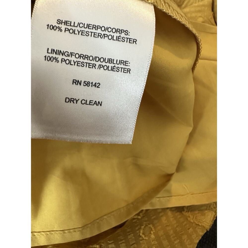 Maggy London Mustard Yellow Midi Dress Long Sleeve V-Neck Textured Sz 8 - Picture 11 of 11